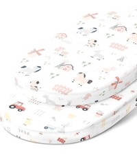 Bassinet Fitted Sheets 16 x 32   Snuggly Soft 100 Jersey Cotton   Farm Animals