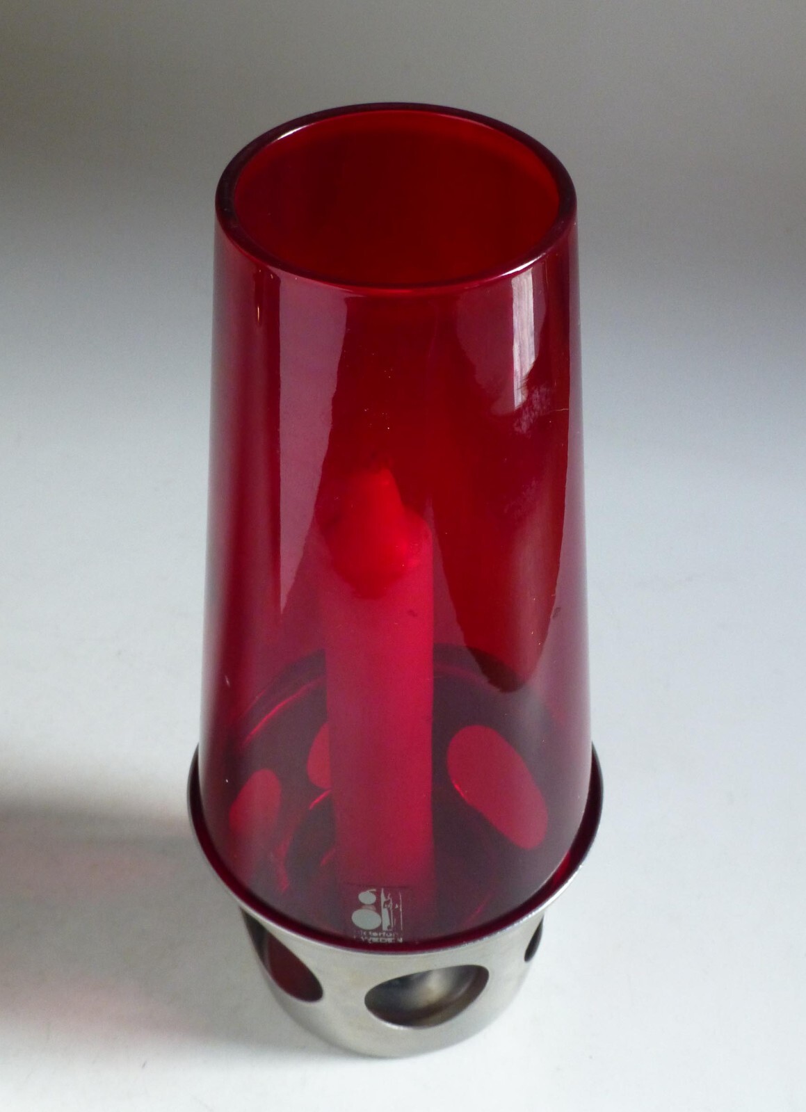 OLD HALL Vintage Stainless Red Glass Huricane Lamp Candle Holder Alsterfors eBay