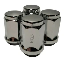 4 Chrome Bulge Acorn Closed End 14x1.5 Cone Seat Lug Nuts GMC Chevy 1.38" Tall
