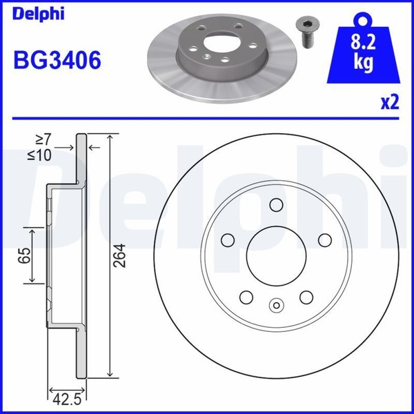 2X Delphi BG3406 Bremsscheibe FüR Opel-image