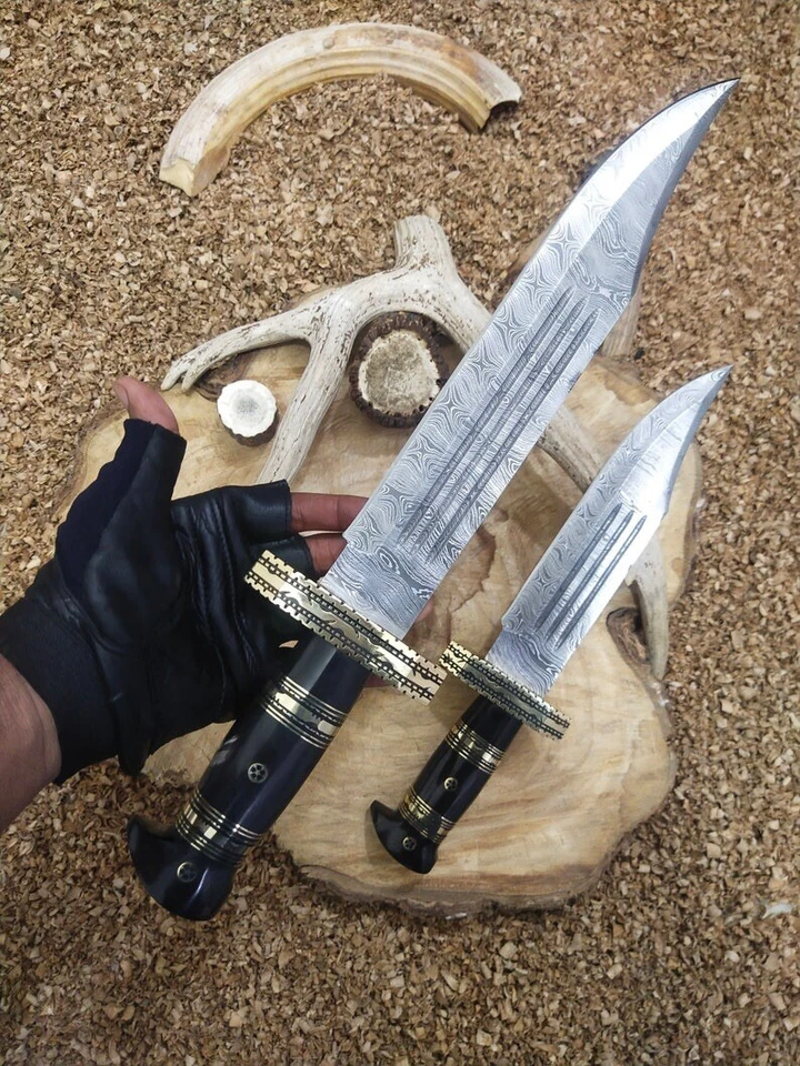 Cuchillo de caza Bowie de cuerno de búfalo de colección cuchillo grande cuchillo histórico Foto 2 de 4