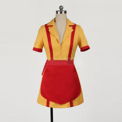 Risingor 2 Broke Girls kostuum, Caroline en Max kostuum met Broke Girls schort halskettingen, dames serveerster, meid jurk voor dames carnaval verjaardagen cosplay motto-feest (M