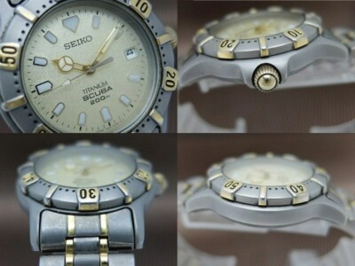 SEIKO SCUBA AIR DIVER’S 7N35 6100 Seiko Scuba 200M 7N35-6100 Titanium mid-size quartz