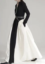 Designer Fashion Long Dress Center Black Line Korean Style