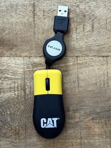 Computer Mouse Caterpillar Equipment CAT Wired USB Retractable Mini Mouse Rare