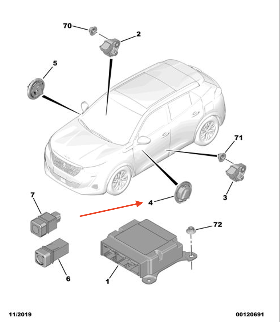 Peugeot 2008 Crash/Aufprallsensor 9843912180, neues Original
