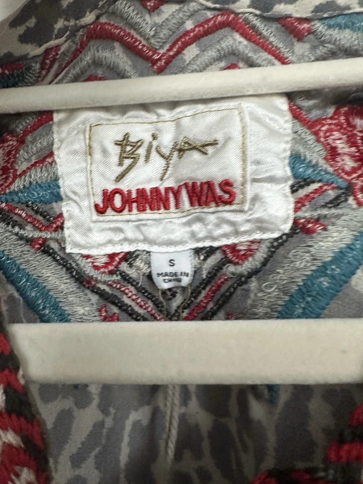 Johnny Was Biya Embroidered Boho Silk Tunic Top Blouse Women's SZ Small Popover - Image 3 of 4