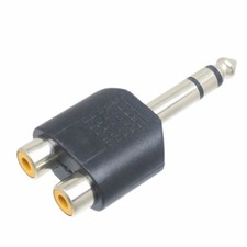 Adapter phono RCA male to 2x 6.35mm 1/4" female stereo TRS Audio Converter