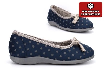 SLEEPERS Womens Memory Foam Slippers Ladies Size 3 Girls Slippers Slip On Sizes 3-8 Navy