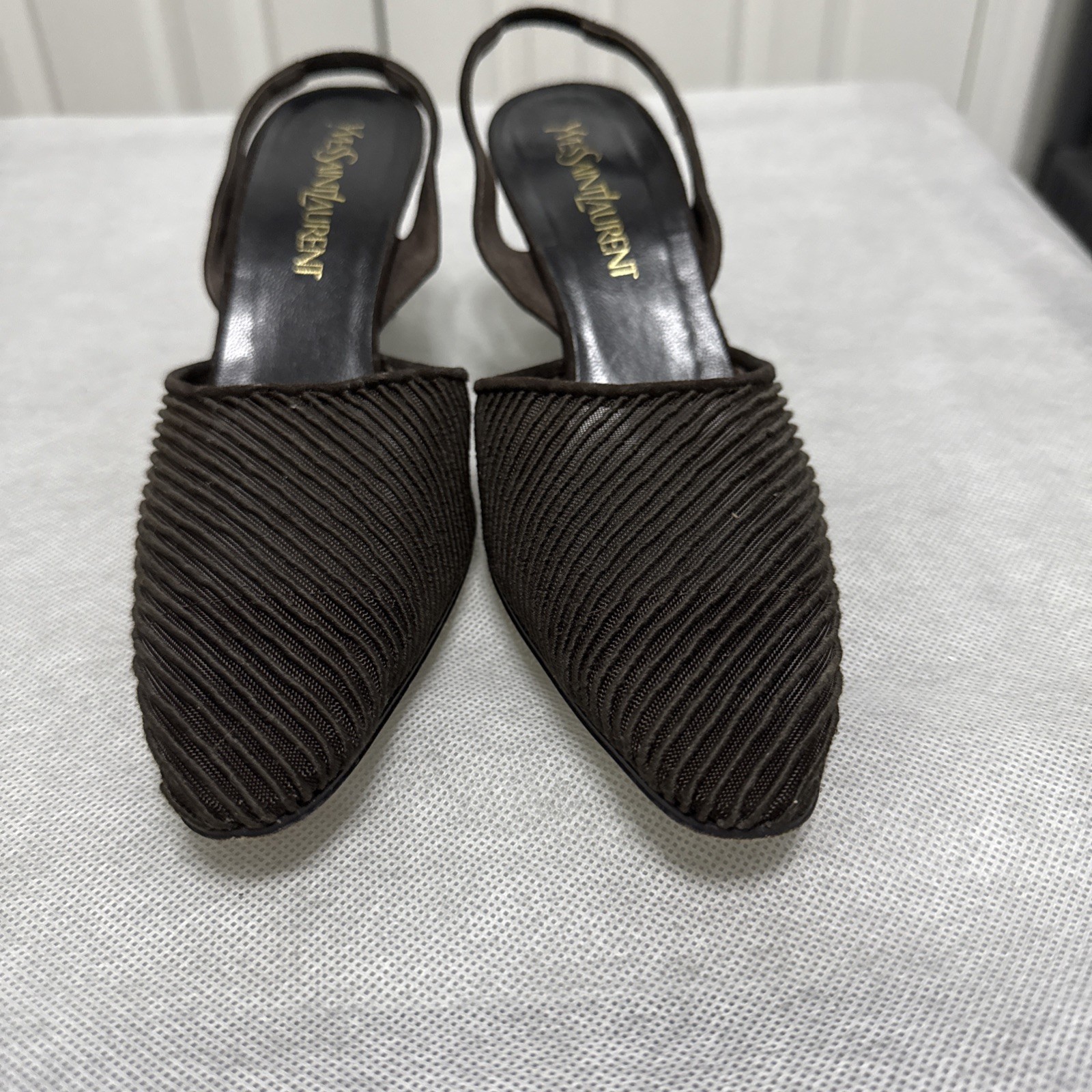 Yves Saint Laurent Vintage Maglia Slingback Tacchi Donna US Taglia 8 5 Marrone