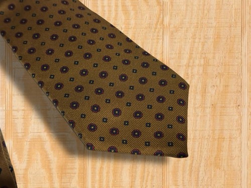 LUXURY! Vintage Etro Gold Burgundy Navy Blue Geometric Silk Necktie Made in USA - Picture 6 of 16