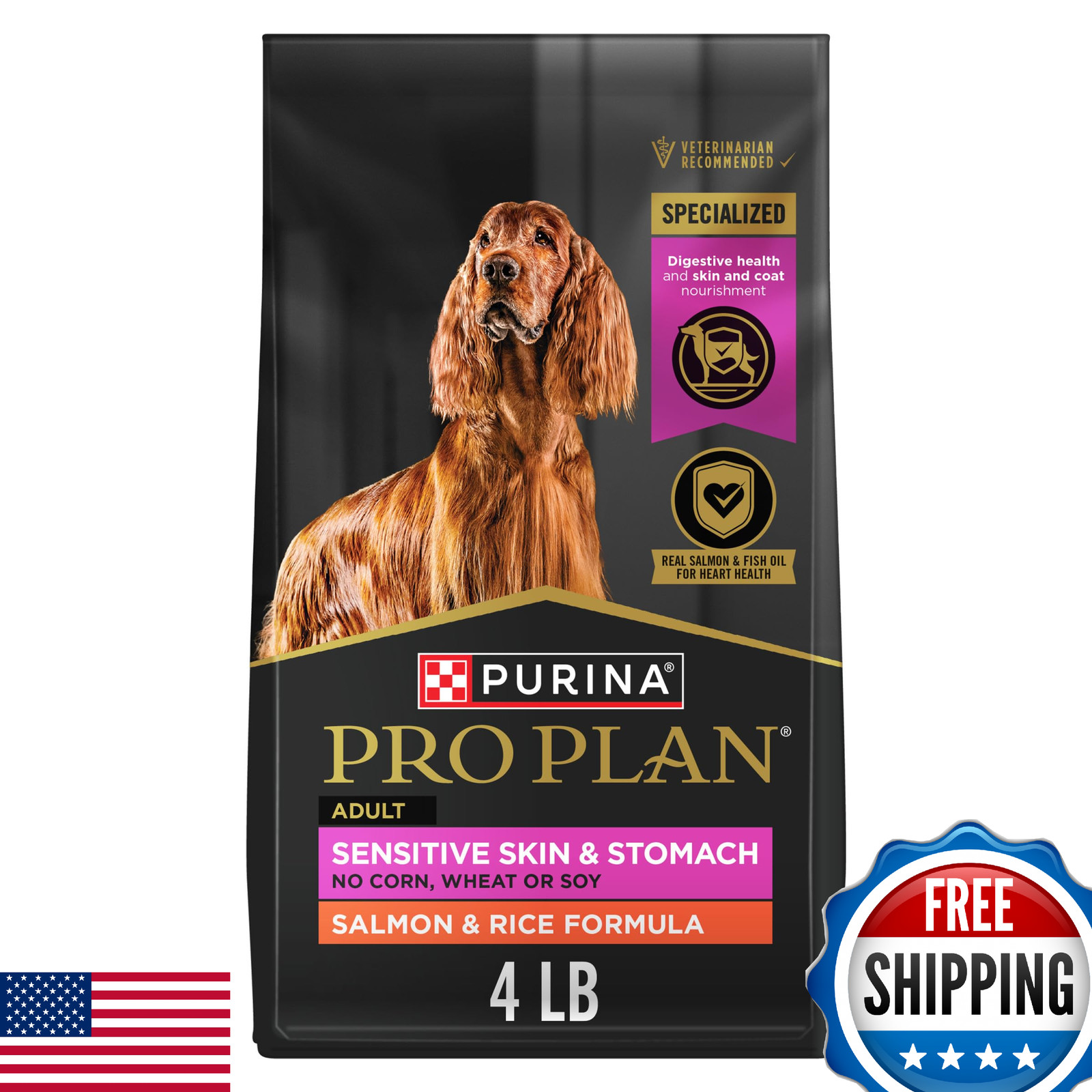 Purina Pro Plan Adult Sensitive Skin & Stomach Dog Food, Salmon & Rice, Dry