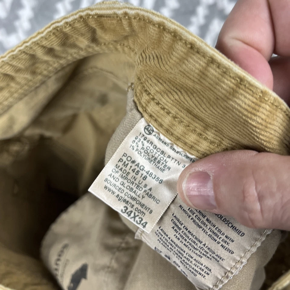 Calça masculina de veludo AG Adriano Goldschmied 34x34 marrom The Everett msr $198 - Imagem 4 de 4