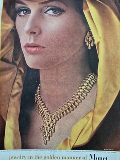 1961 Monet Shanji Collection gold necklace earrings Vintage Jewelry Ad