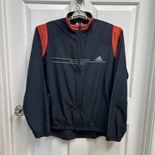 Vintage Adidas Mens L Full Zip Windbreaker Track Jacket Y2K Logo Climashell READ