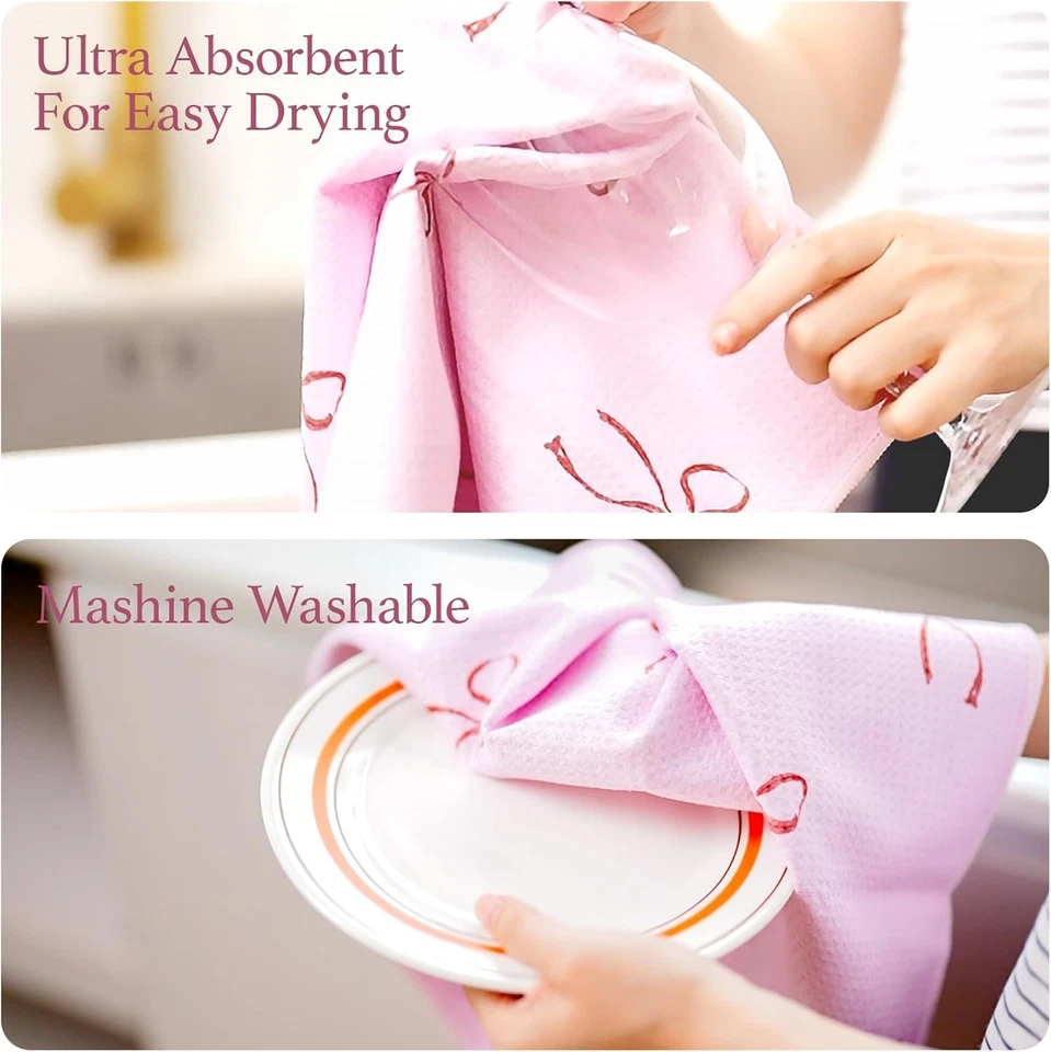 Festive Hearts Quick-Dry Microfiber Kitchen Towels - 2-Pack Set - Image 4 of 4