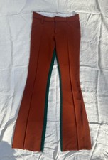 Vintage vtg low rise bell bottoms 70s flare two tone orange green pants XS 24/25