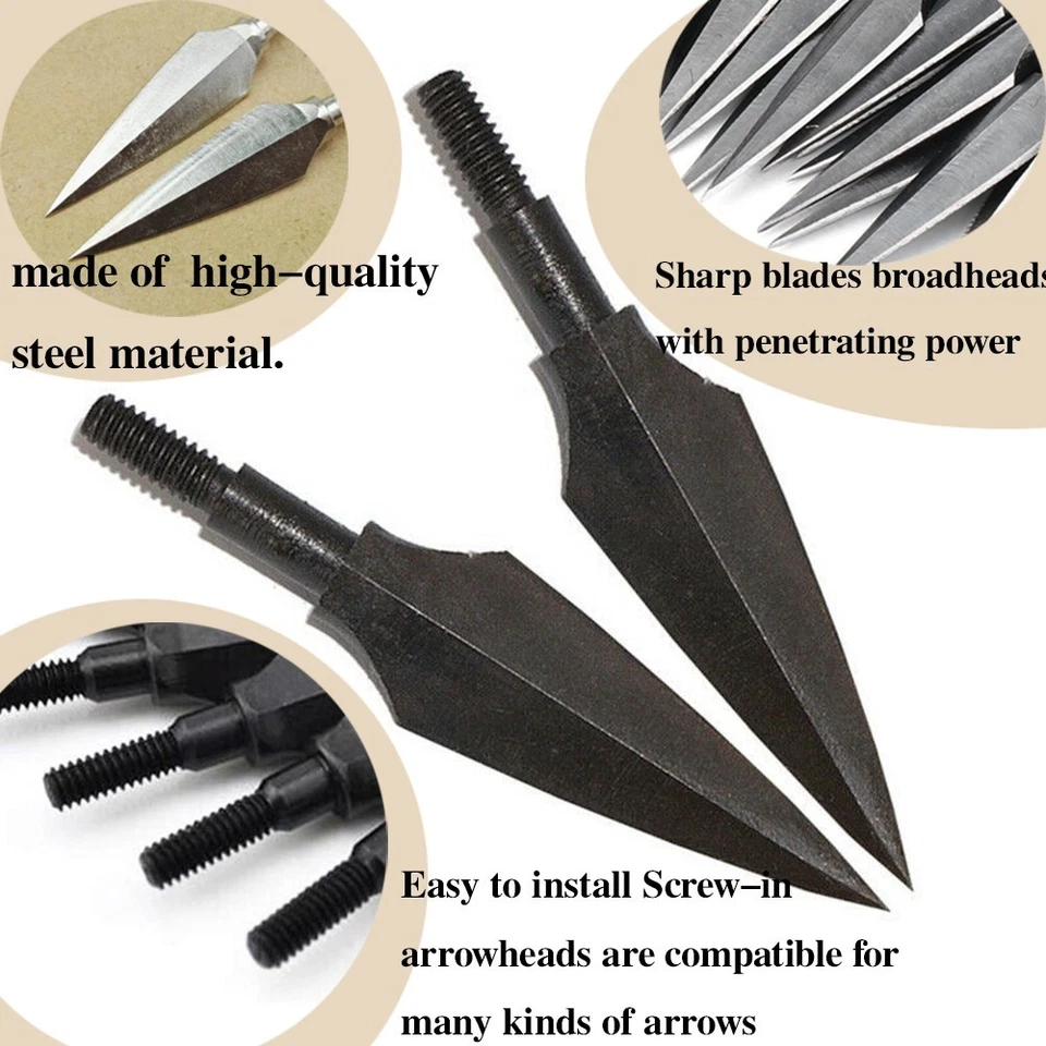 150gr Archery Hunting Tips Arrowheads Broadheads Bow Arrow Screw Points Shooting - Image 4 of 4