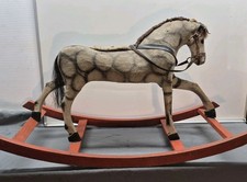 Vintage Wood Rocking Horse Hand Carved Painted Circa 1900