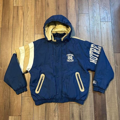 Vintage Notre Dame Starter Puffer Jacke Mantel Gr. Large - Bild 2 von 5