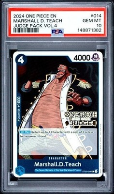 2024 ONE PIECE JUDGE PACK VOLUME 4 014 MARSHALL D. TEACH PSA 10 GEM MINT