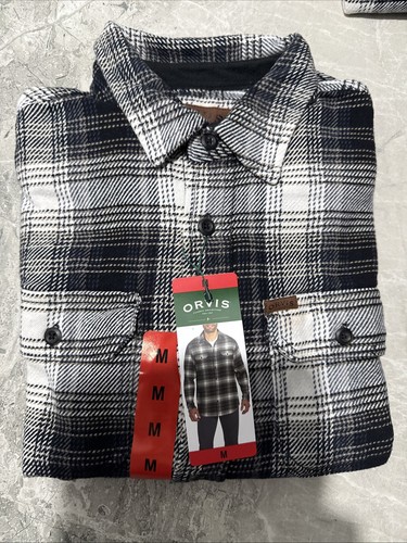 Orvis Classic Collection Men’s Plaid Flannel Shirt Gray Size M New Tags REF00607