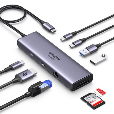 UGREEN Revodok 109 USB C Hub 9-IN-1 [USB-A*2+USB-C*2] USB3.0 Hub 4K 60Hz HDMI Hu