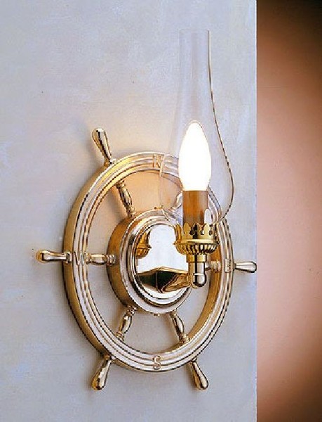 Messing Wandleuchte Steuerrad Schiff Glas Maritime Lampe Badezimmer Treppenhaus-image