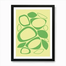 Mid Century Modern Abstract 8 Green Framed Wall Art Poster Canvas Print Picture