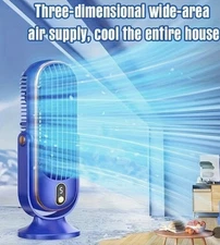 Dual Motor 5-Speed USB Portable Air Conditioner Fan with 720° Surround Cooling 