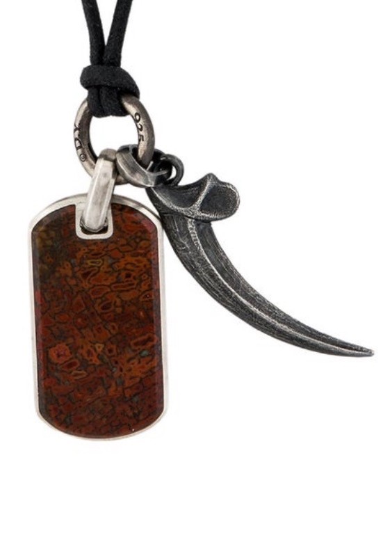 DAVID YURMAN STERLING SILVER  925 EAGLE TALON & FOSSILIZED DINOSAUR BONE PENDANT