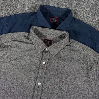 Lot of 2 | UNTUCKit SZ 2XL LS Button Up Shirts Librando Black Herringbone / Navy