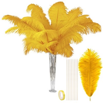 Natural Gold Large Ostrich Feathers Bulk 10 Pieces - Making Kit 28 Inch Long ...