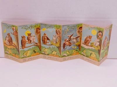 Antique Larkin Sweet Home Soap Fold Out Trade Cards Owl Family Frogs 1886