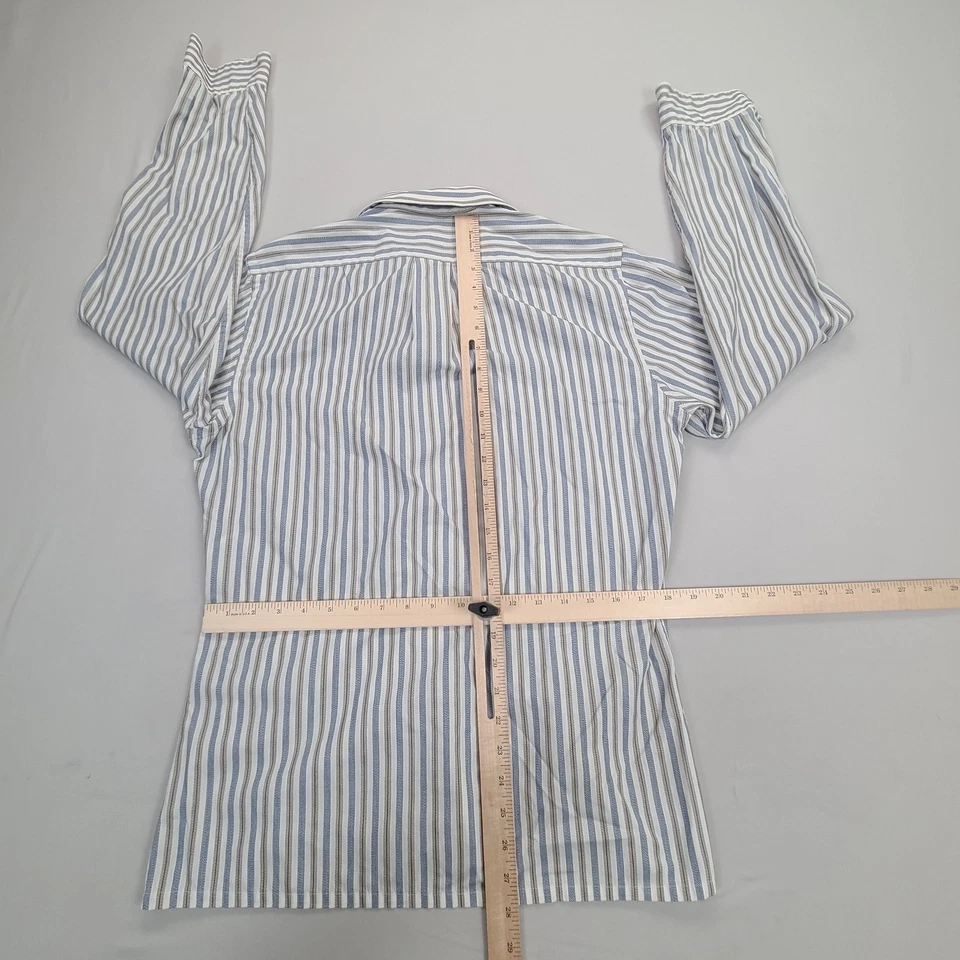 Camisa John Henry Para Hombres 15.5 Beige Azul Rayas Abotonada Calce Atlético Informal Cómoda Foto 3 de 4