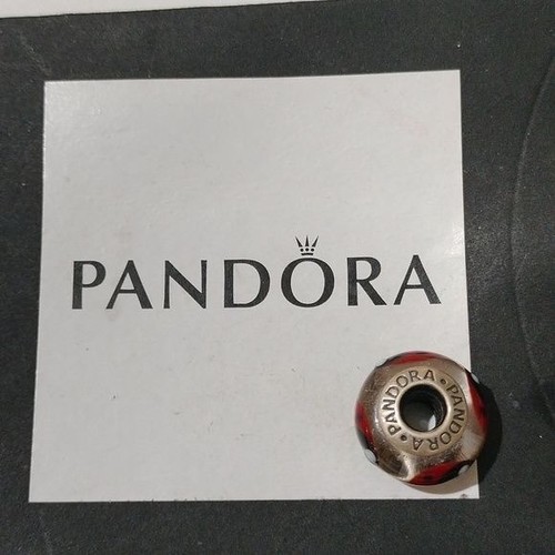 Pandora Retired Sterling Silber Murano Glas Rote Marienkäfer Bead - 790651 - Bild 2 von 3