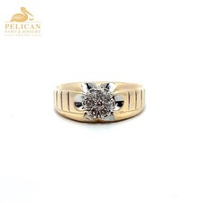 Men's Diamond Cluster Ring .14 CTW 14K Yellow Gold PPJ052553 