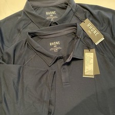 NEW! RHONE Delta Pique Blue Stretch Performance Golf Polo Shirts Mens•L OR XL