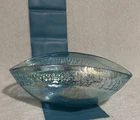 Vintage Yalos Casa Murano Italy Iridescent Glass Blue Folded Bowl
