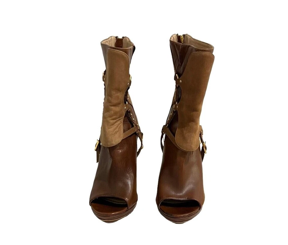 Tacones superpuestos de cuero y gamuza Herve Leger Alyn talla 36,5 con certificado de autenticidad Foto 4 de 4