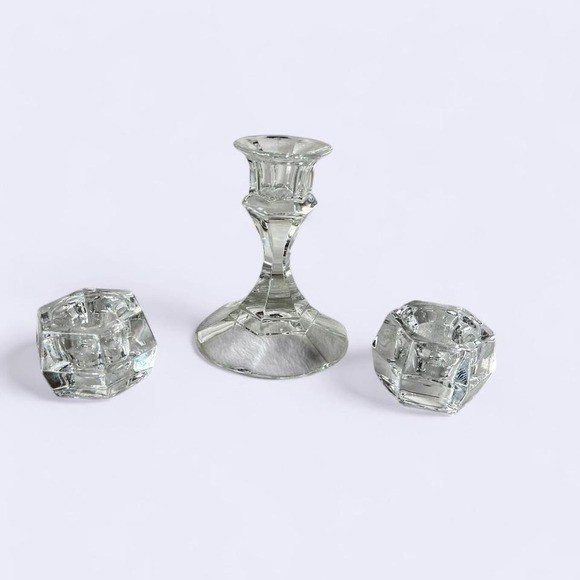 Full Lead Crystal Candlestick Set Made in USA Home Decor Tab