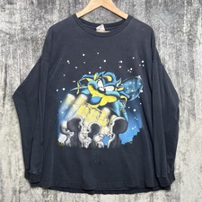 Vintage 90s Looney Tunes Taz Alien UFO Spaceship Long Sleeve T-Shirt XL USA Fade