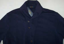 NWT Polo Ralph Lauren FRENCH NAVY Soft THICK JERSEY KNIT Button Cardigan Men L