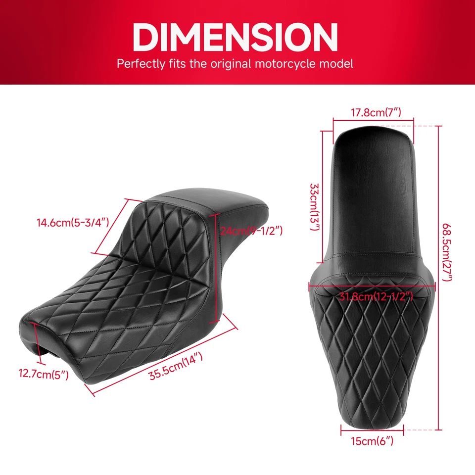 Driver Rider Passenger Two-up Seat For Harley Sportster 883 Low XL883L 2005-2010 - Image 3 of 4