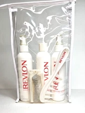 5 PC SET80'S REVLON SYNTHETIC HAIR CLEANSER CONDITIONER STYLING SPRAY COMB BRUSH