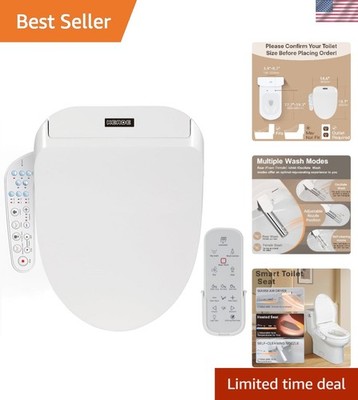Bidet Toilet Seat Electric Warm Water Wash Heated Seat Dry LED Night Light