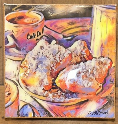 Modern Glicee Cafe Du Monde Beignets Print 4 Sq Canvas Signed C Pappion