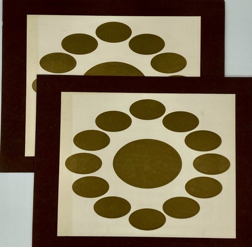 Oval Opening Collage Mat Picture Frame Holds 13 Photos Vintage Lot 2 Brown Gold