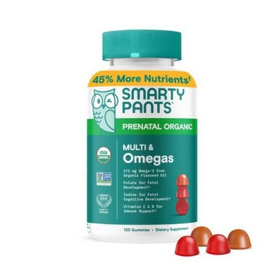 4/27 SmartyPants Organic Prenatal Vitamins for Women, Multivitamin Gummies: Biot