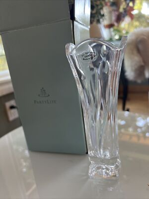 Partylite Signature Crystal Bud Vase Retired NIB P7056 Made In USA